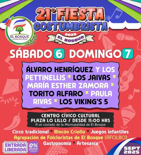 La comuna de El Bosque, ubicada en la Región Metropolitana de Santiago, se prepara para recibir la 21 Fiesta Costumbrista El Bosque 2025, un evento que ya se ha transformado en parte esencial de la identidad cultural de la comuna.